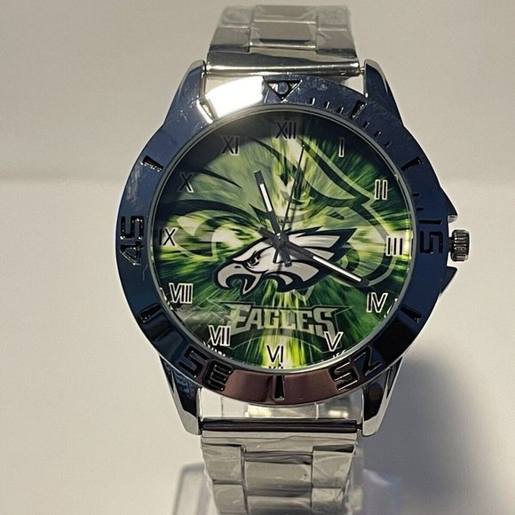 PHILADELPHIA EAGLES NFL Team Logo Unisex Stainless-Steel Silver Men's Watch NEW - Picture 1 of 9